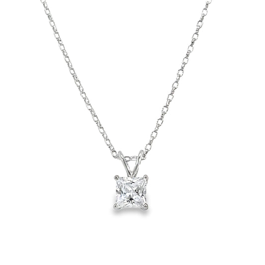 Sterling Silver 5mm Square CZ Pendant