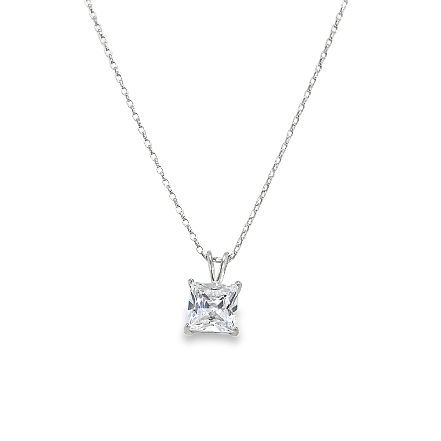 Sterling Silver 7mm Square CZ Pendant