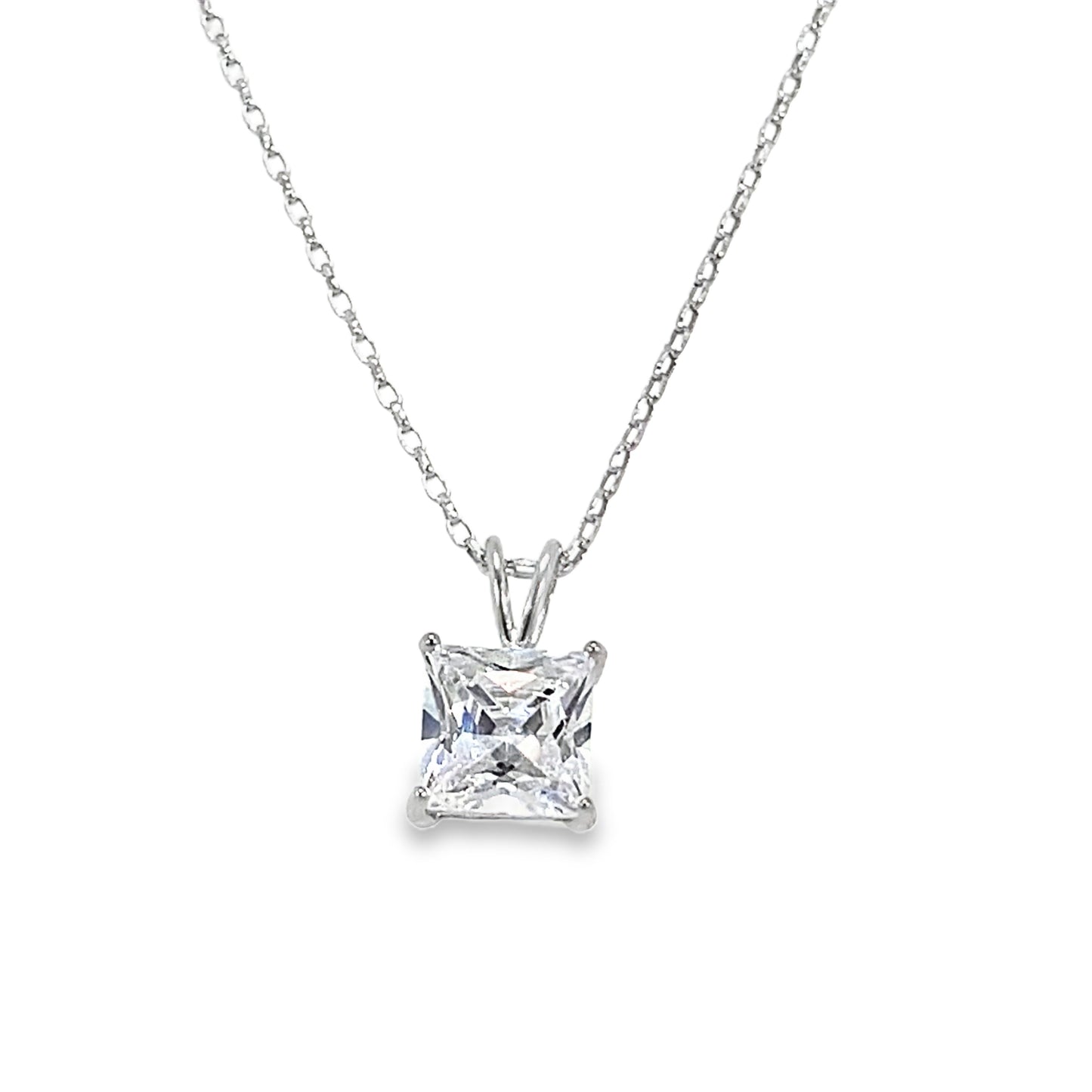 Sterling Silver 7mm Square CZ Pendant