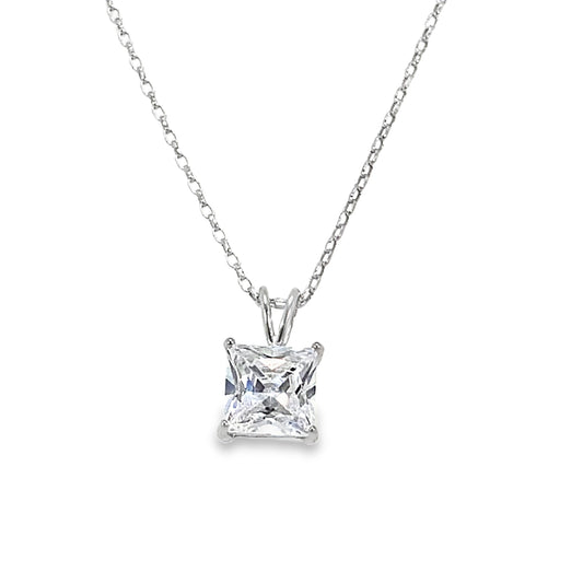 Sterling Silver 7mm Square CZ Pendant