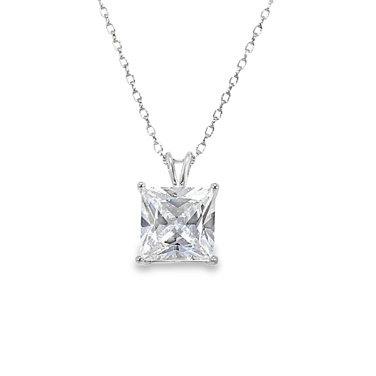 Sterling Silver 9mm Square CZ Pendant