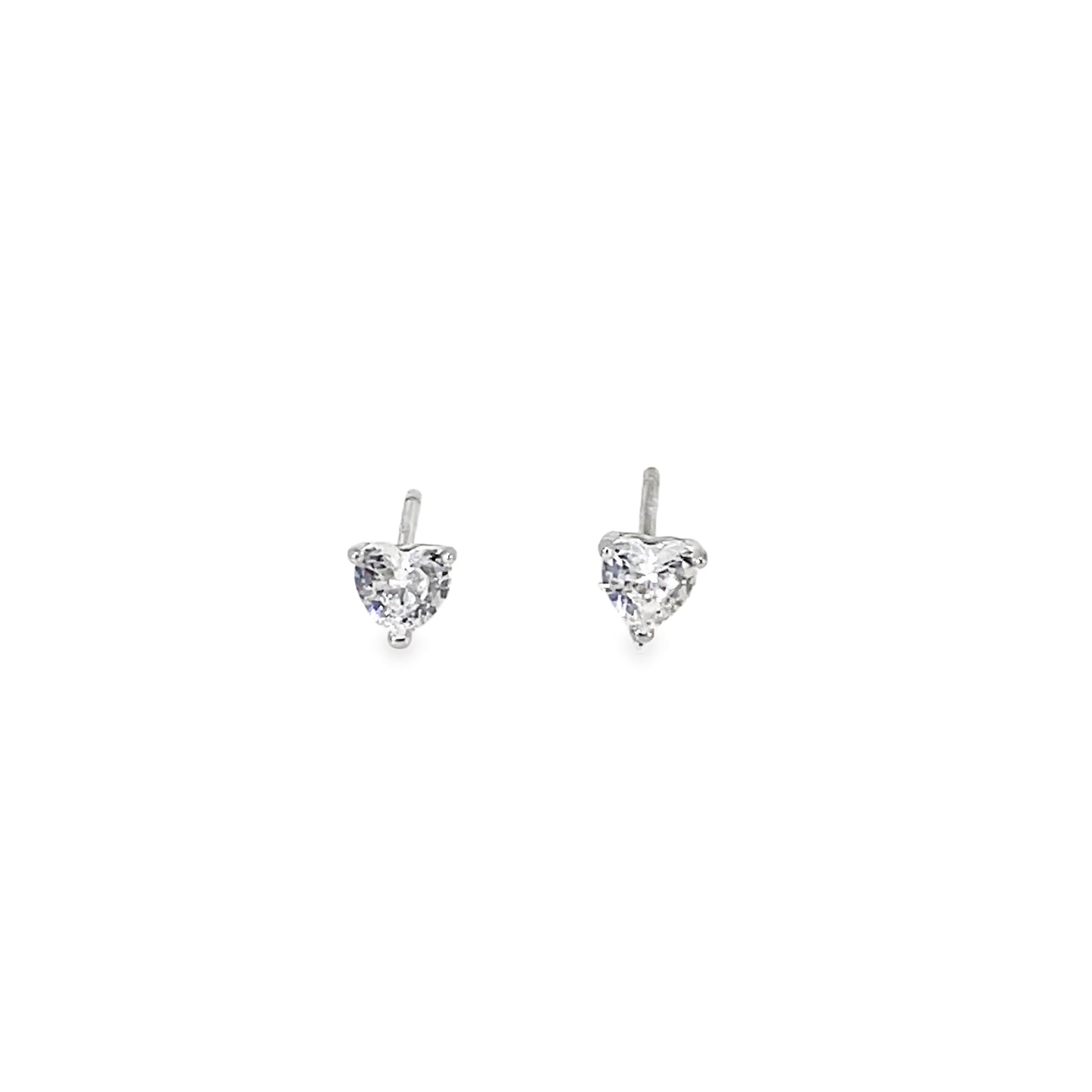 Sterling Silver 4mm Heart CZ Earrings