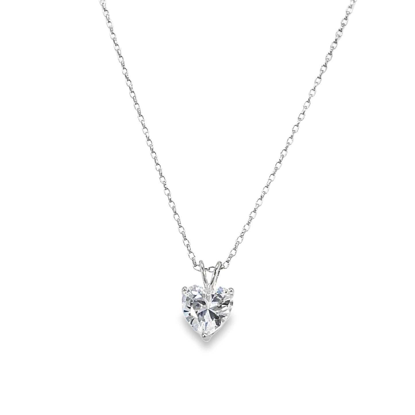 Sterling Silver 8mm Heart CZ Pendant