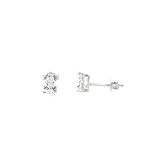 Sterling Silver 4x6mm Pear CZ Earrings