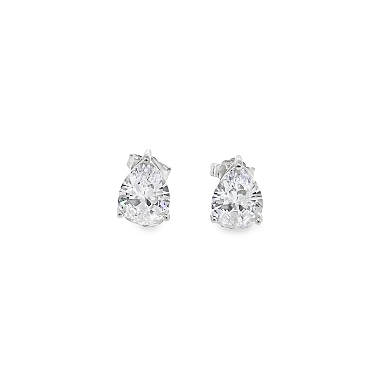 Sterling Silver 6x8mm Pear CZ Earrings