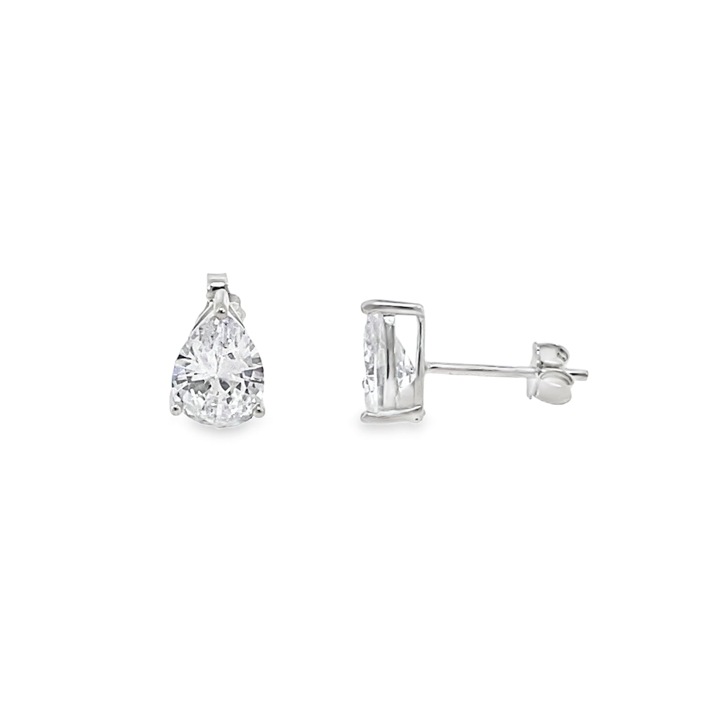 Sterling Silver 6x8mm Pear CZ Earrings