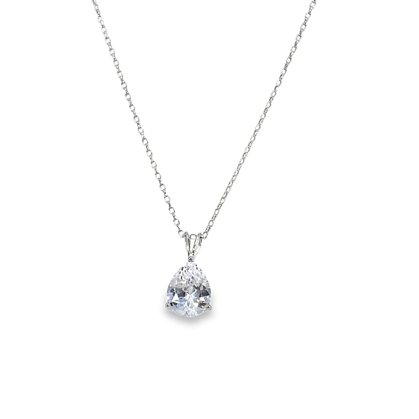 Sterling Silver 8X10mm Pear CZ Pendant