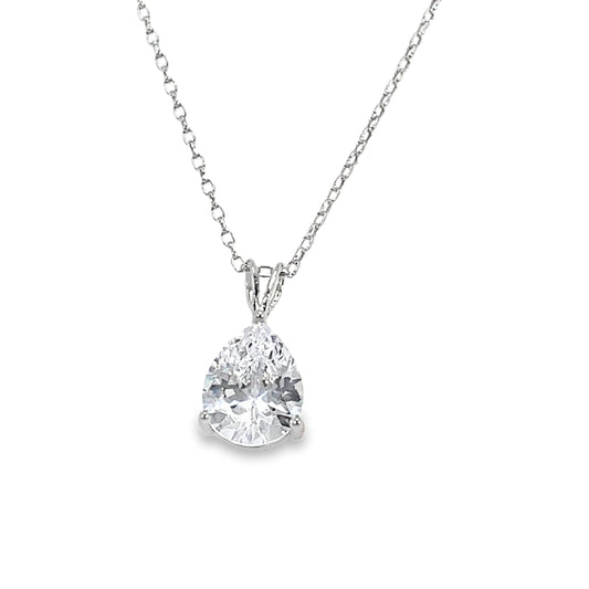 Sterling Silver 8X10mm Pear CZ Pendant