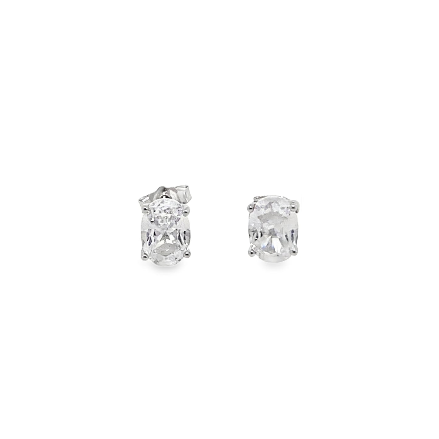 Sterling Silver 5x7mm Oval CZ Earrings