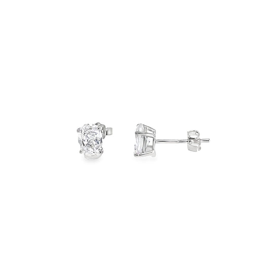 Sterling Silver 5x7mm Oval CZ Earrings