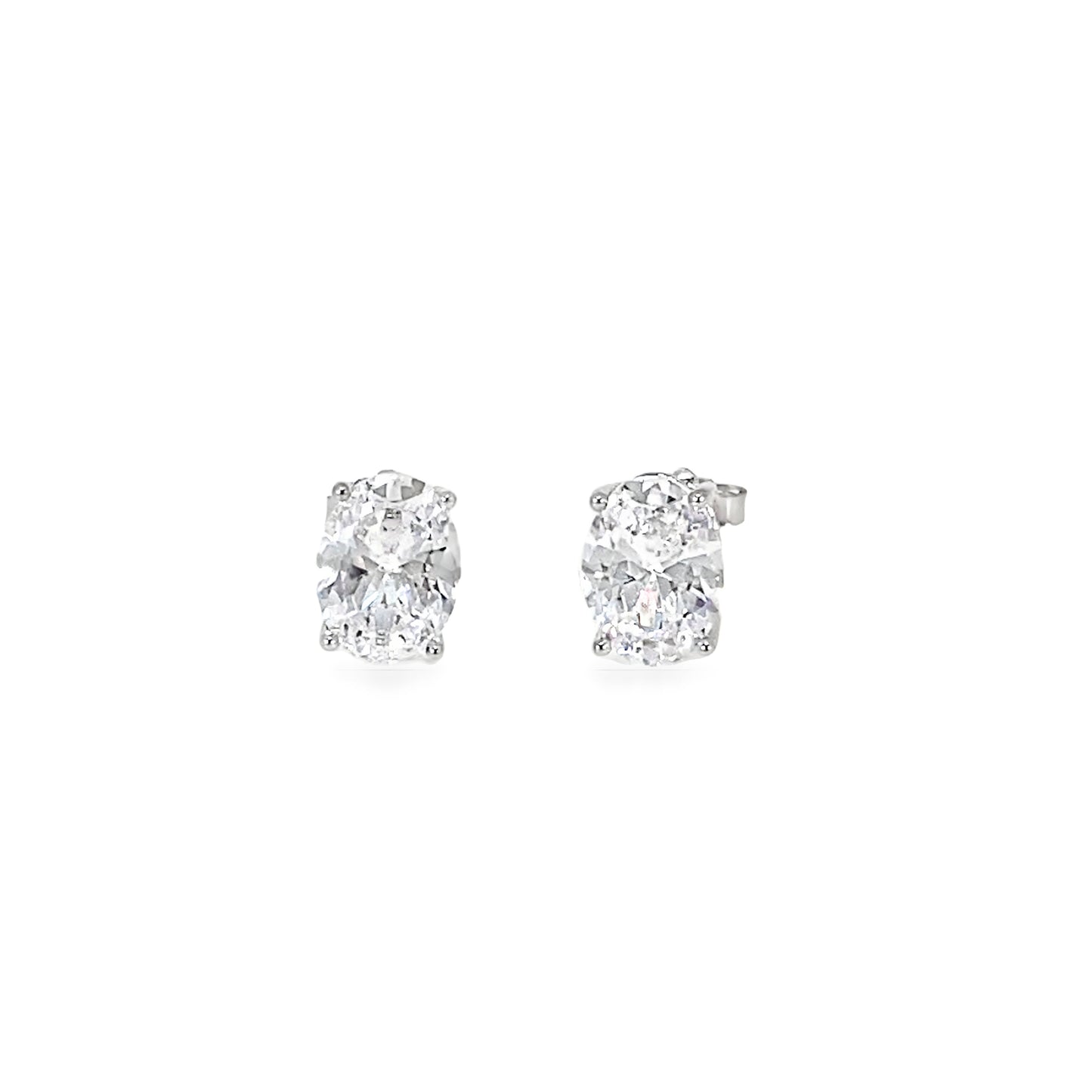 Sterling Silver 6x8mm Oval CZ Earrings