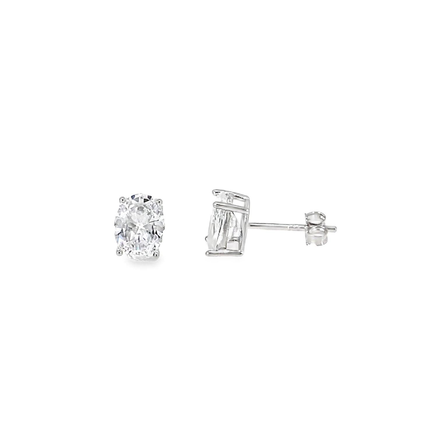 Sterling Silver 6x8mm Oval CZ Earrings