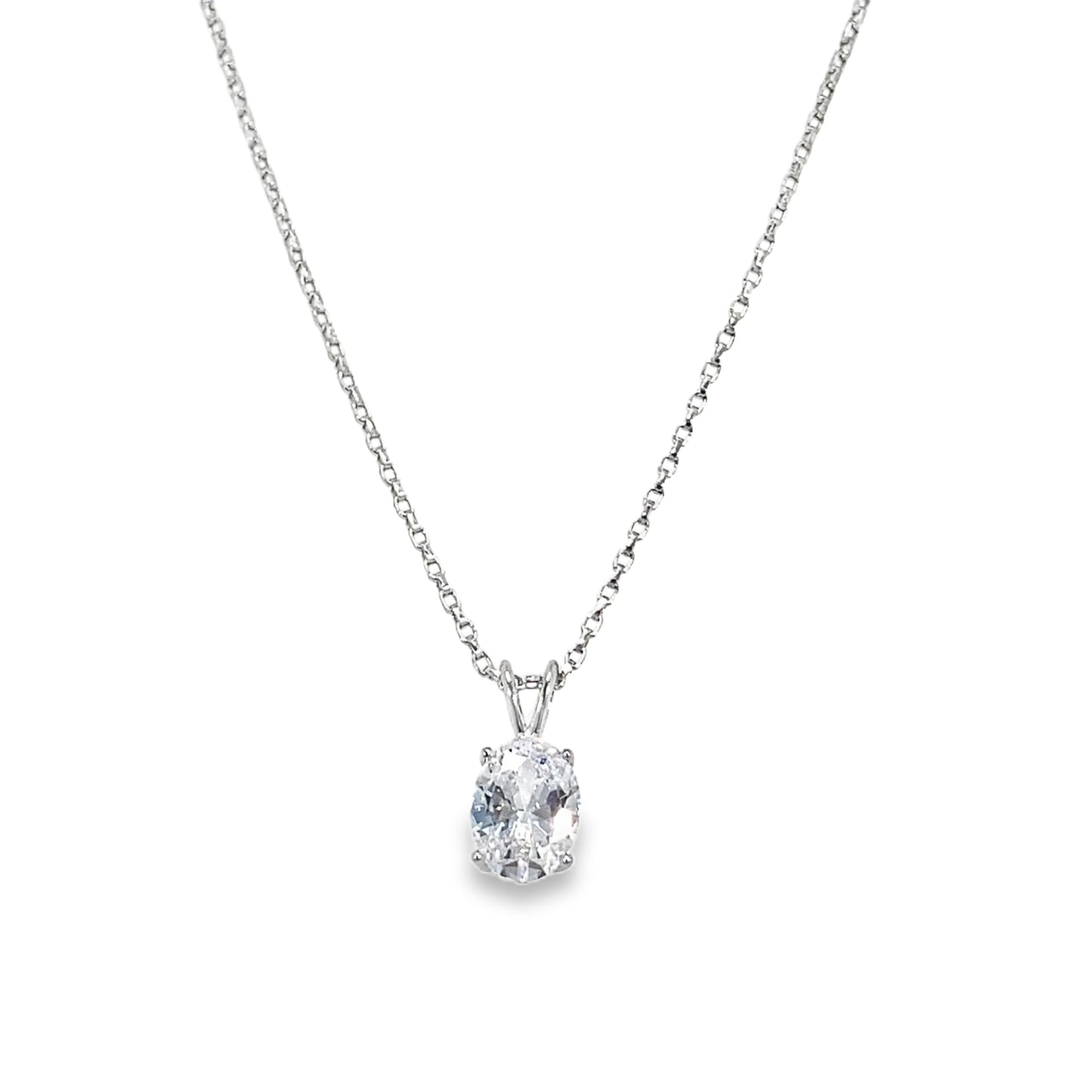 Sterling Silver 6X8mm Oval CZ Pendant