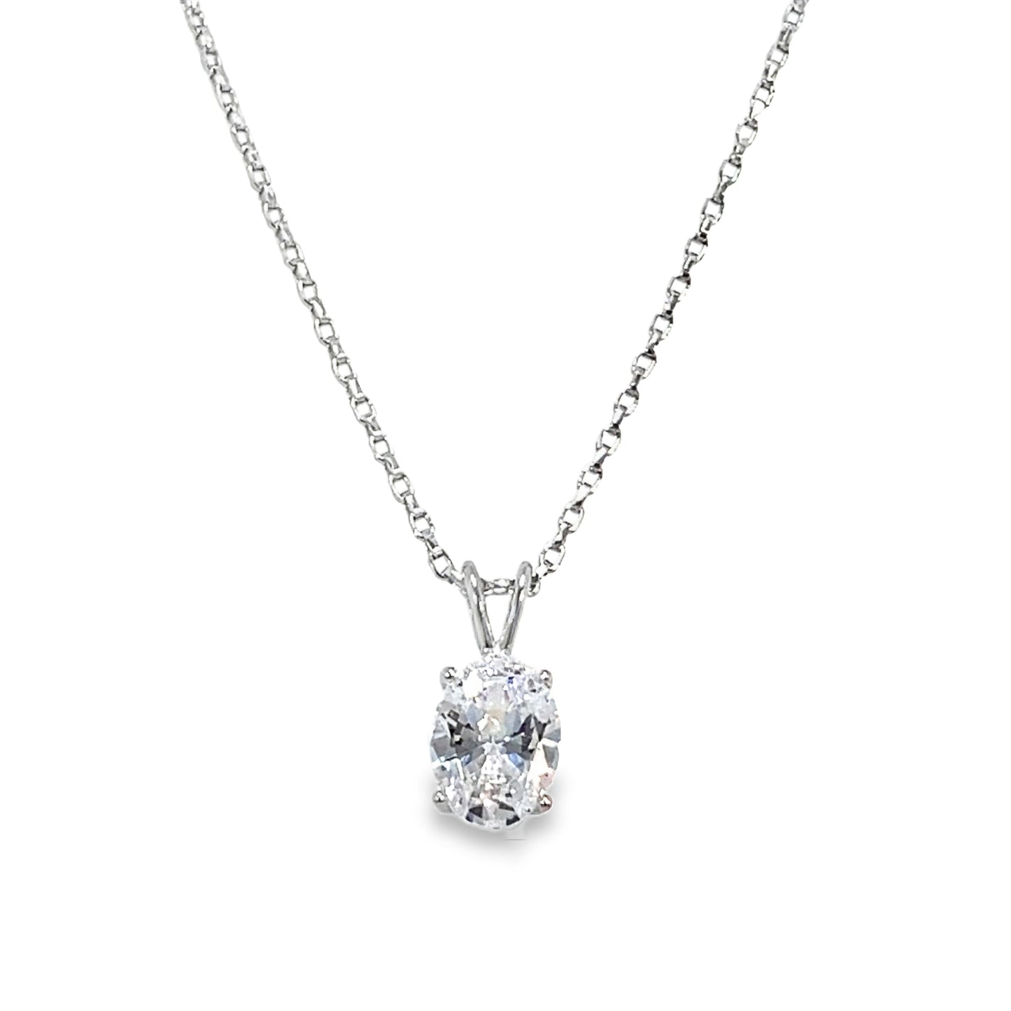 Sterling Silver 6X8mm Oval CZ Pendant