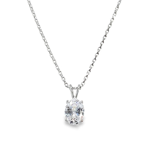 Sterling Silver 6X8mm Oval CZ Pendant