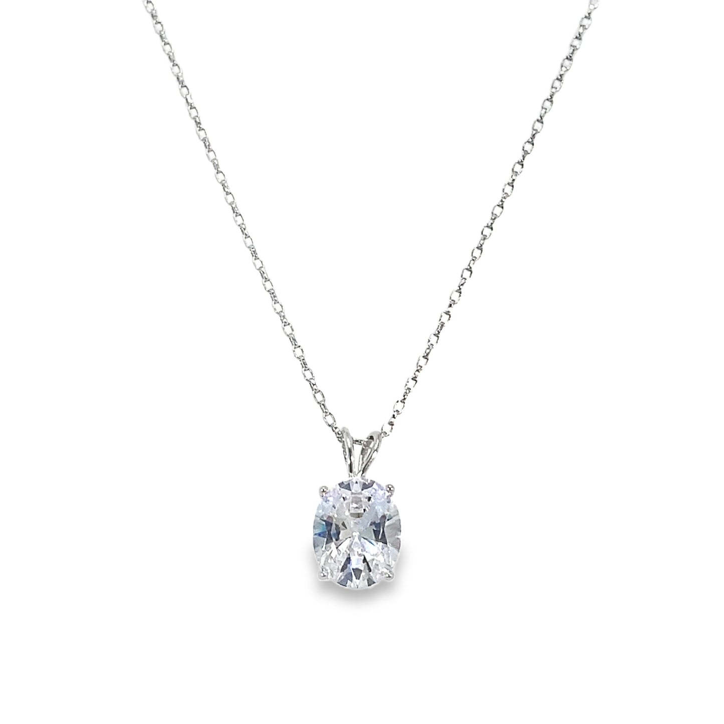 Sterling Silver 8x10mm Oval CZ Pendant