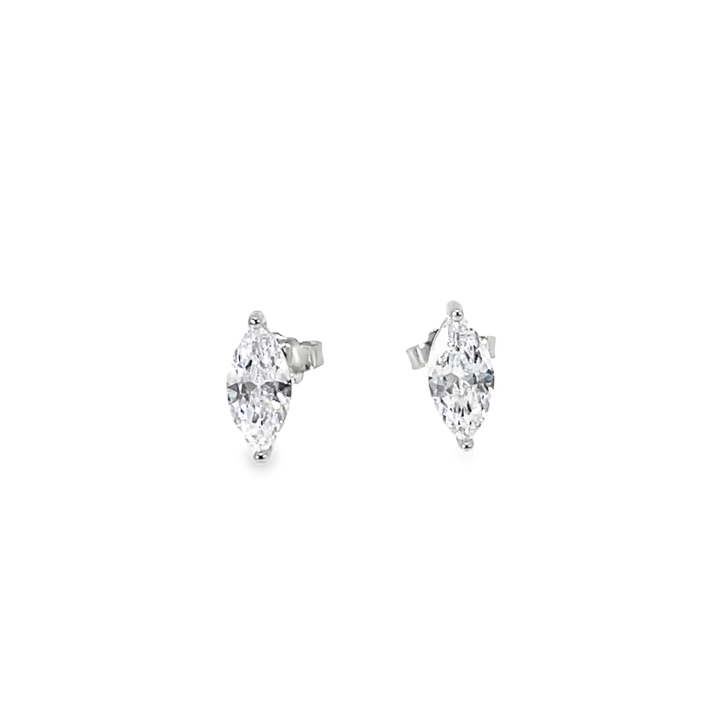 Sterling Silver 4x8mm Marquise CZ Earrings