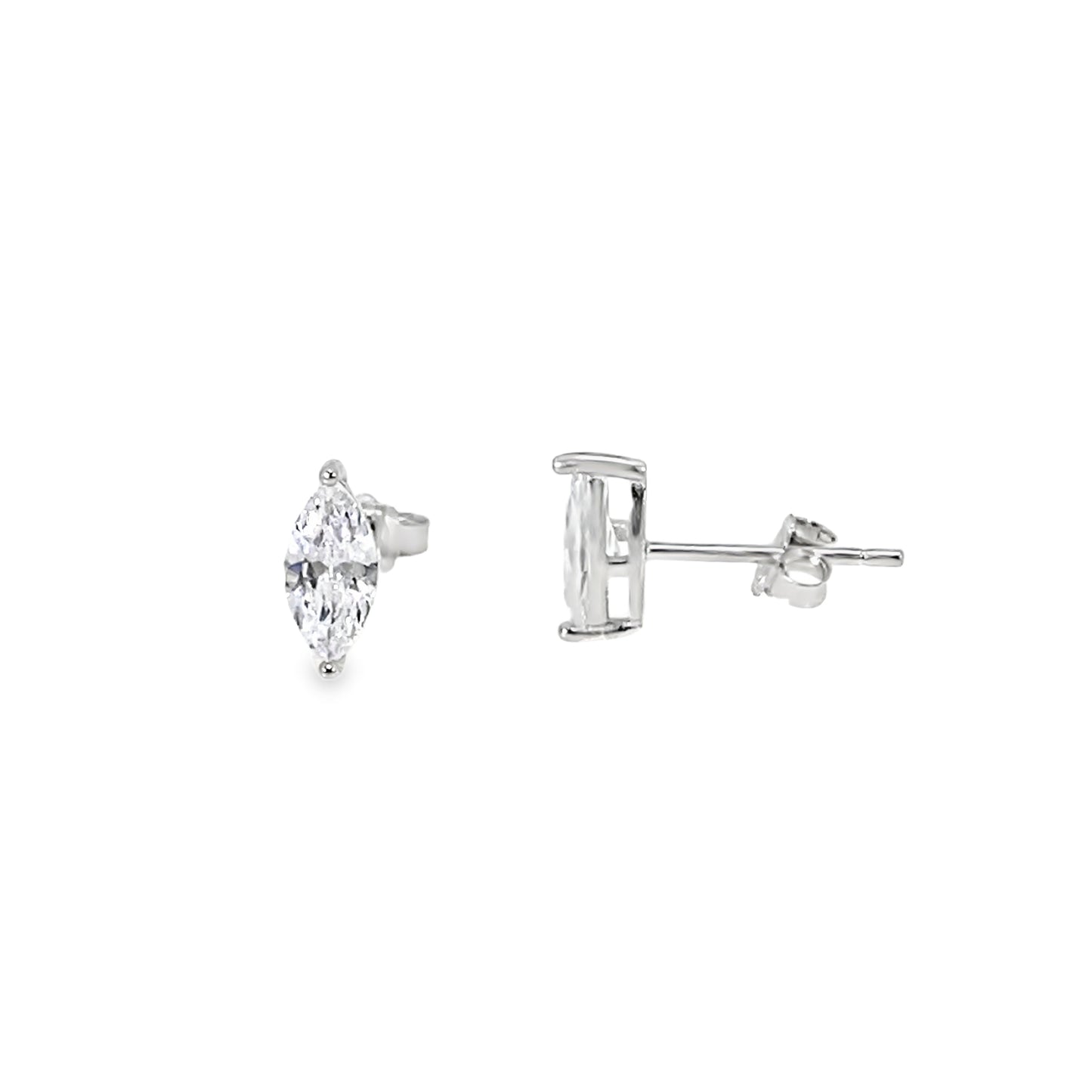 Sterling Silver 4x8mm Marquise CZ Earrings