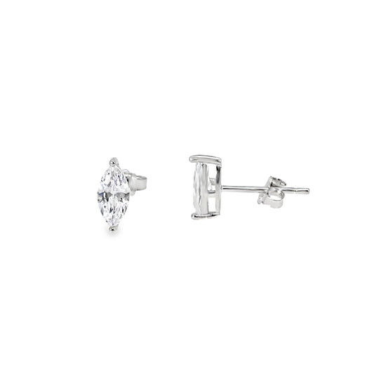 Sterling Silver 4x8mm Marquise CZ Earrings