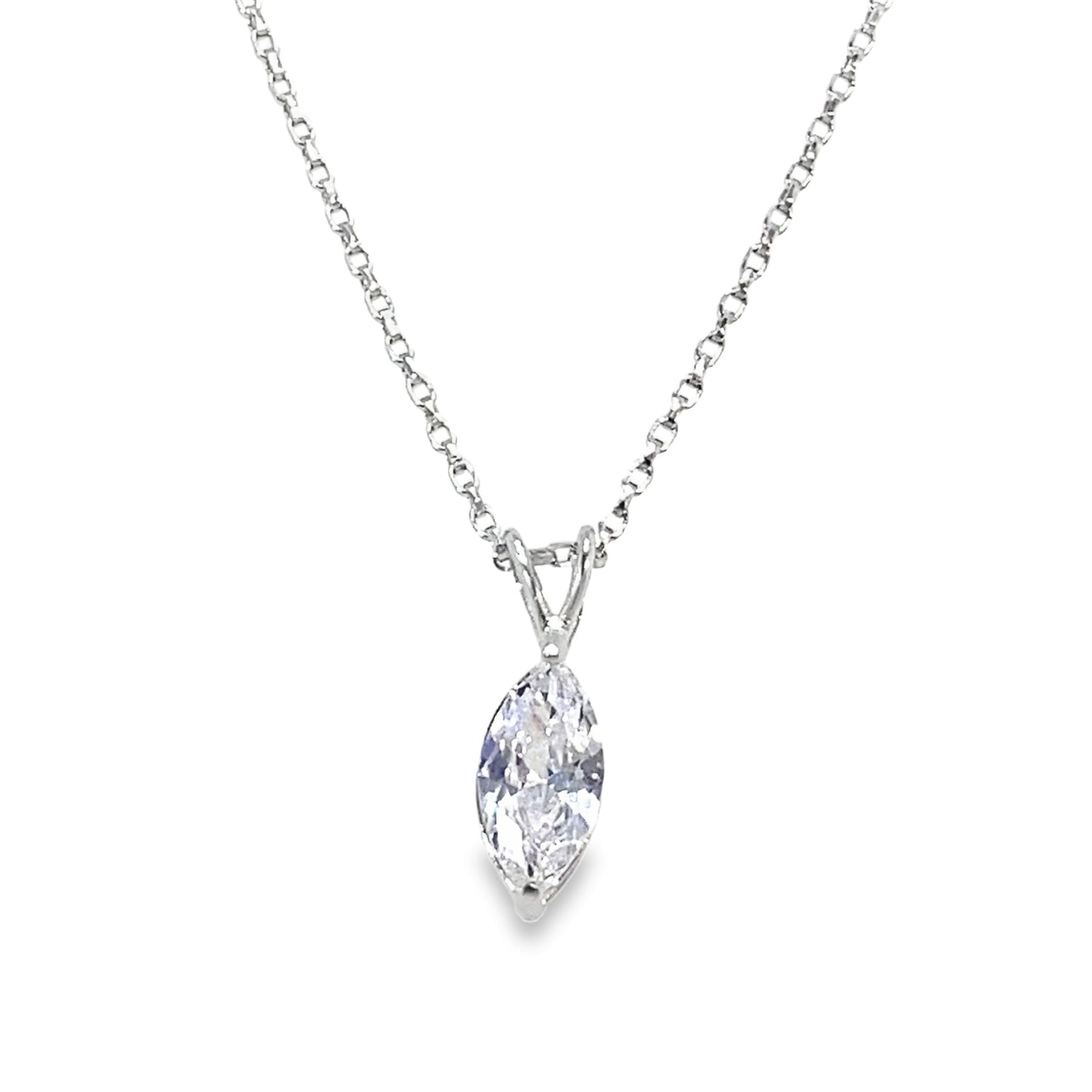 Sterling Silver 5x10mm Marquise CZ Pendant
