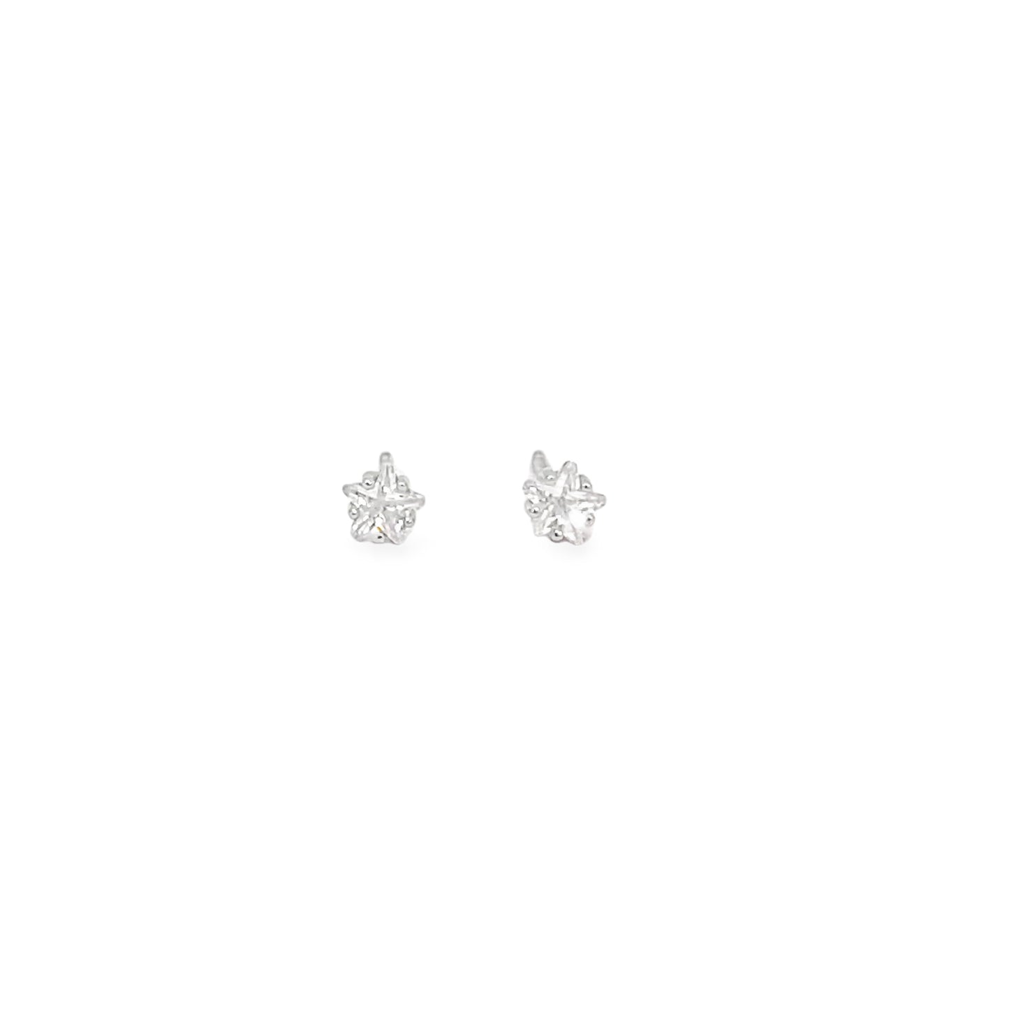 Sterling Silver 4mm Star CZ Earrings