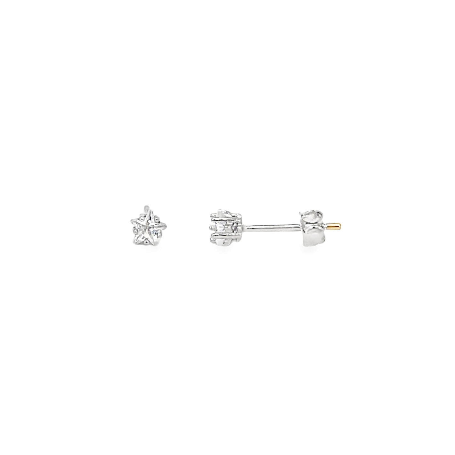 Sterling Silver 4mm Star CZ Earrings
