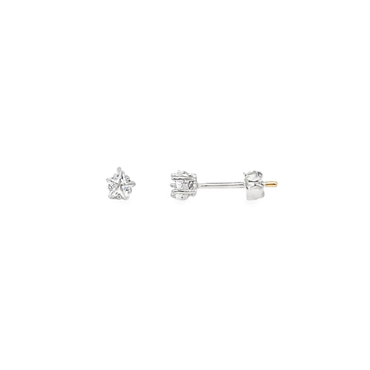 Sterling Silver 4mm Star CZ Earrings