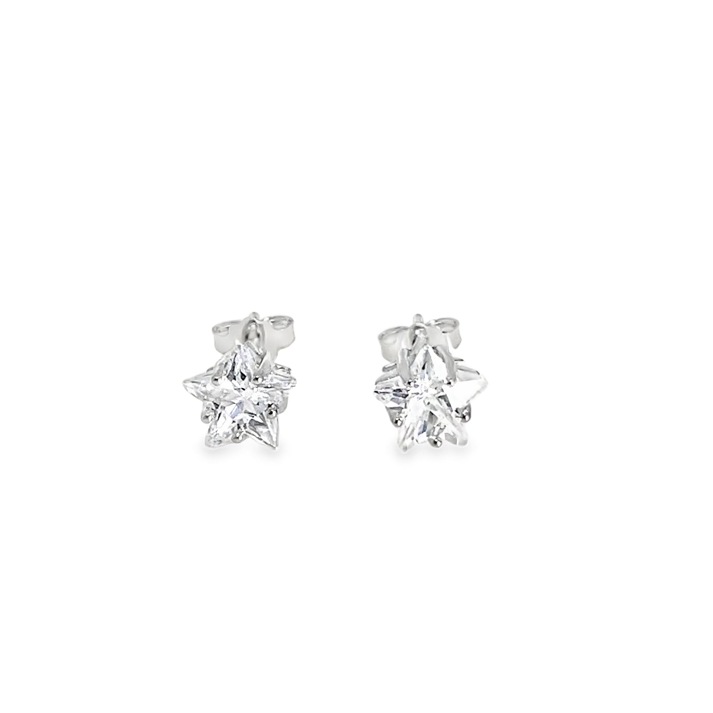 Sterling Silver 7mm Star CZ Earrings