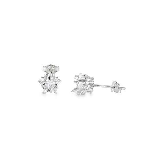 Sterling Silver 7mm Star CZ Earrings