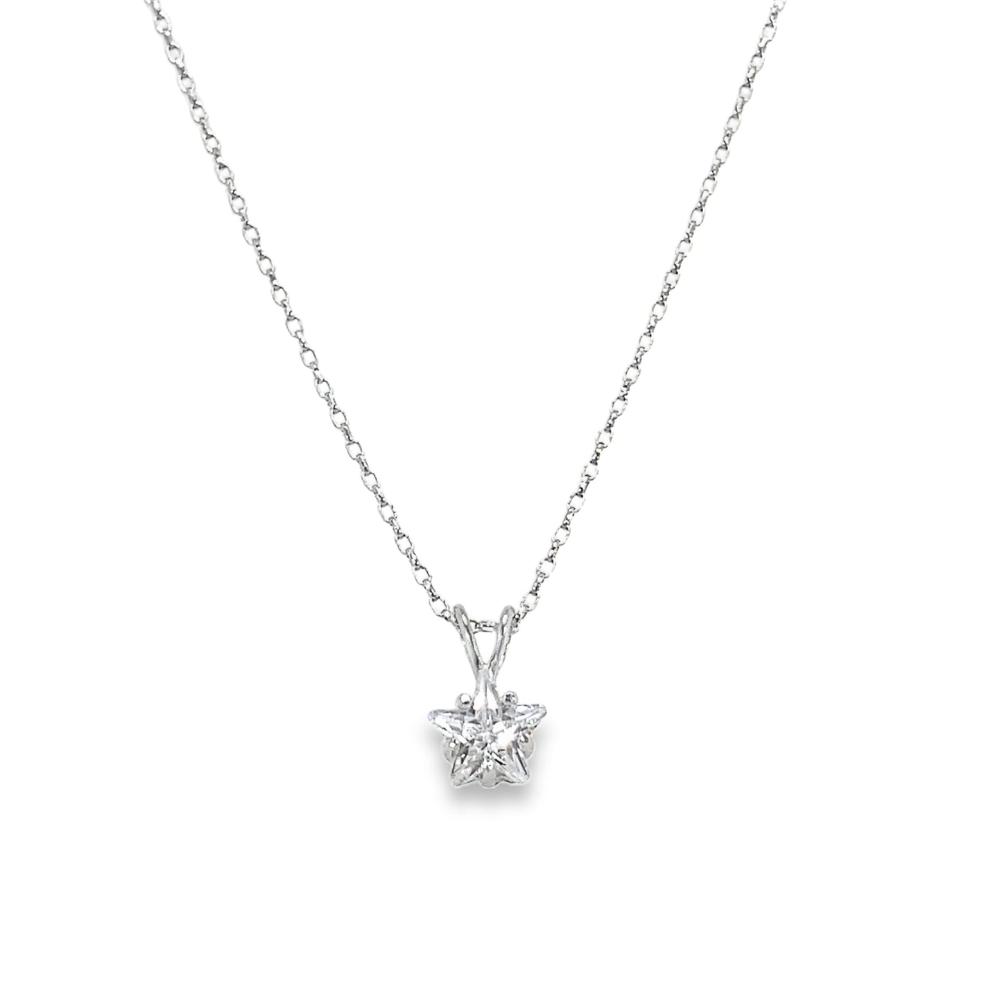 Sterling Silver 7mm Star CZ Pendant