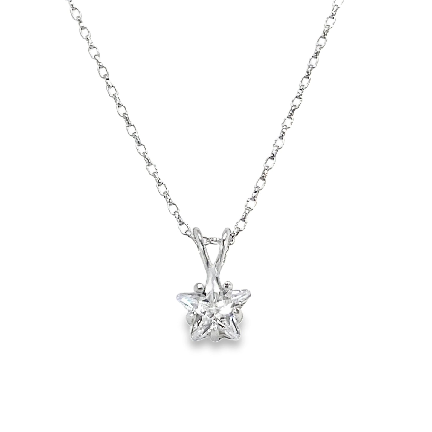 Sterling Silver 7mm Star CZ Pendant