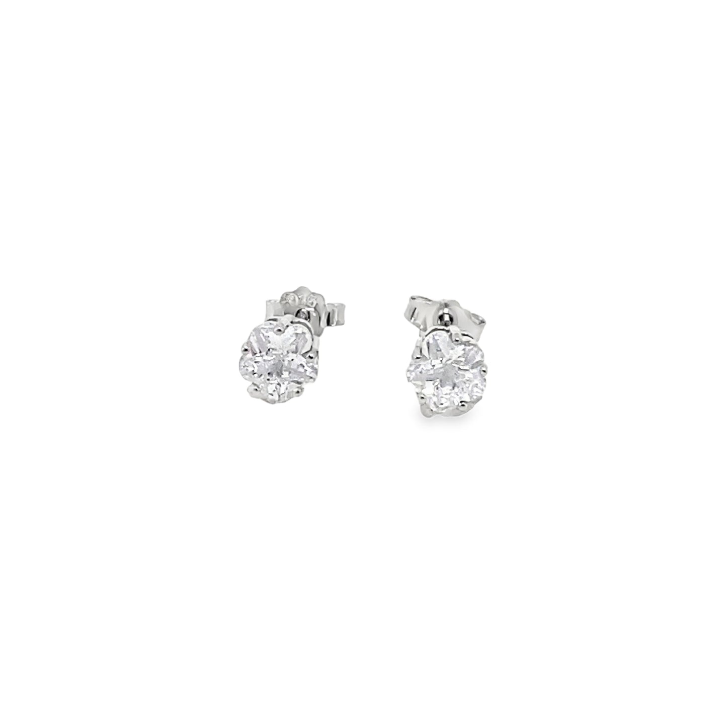 Sterling Silver 5mm Flower CZ Earrings