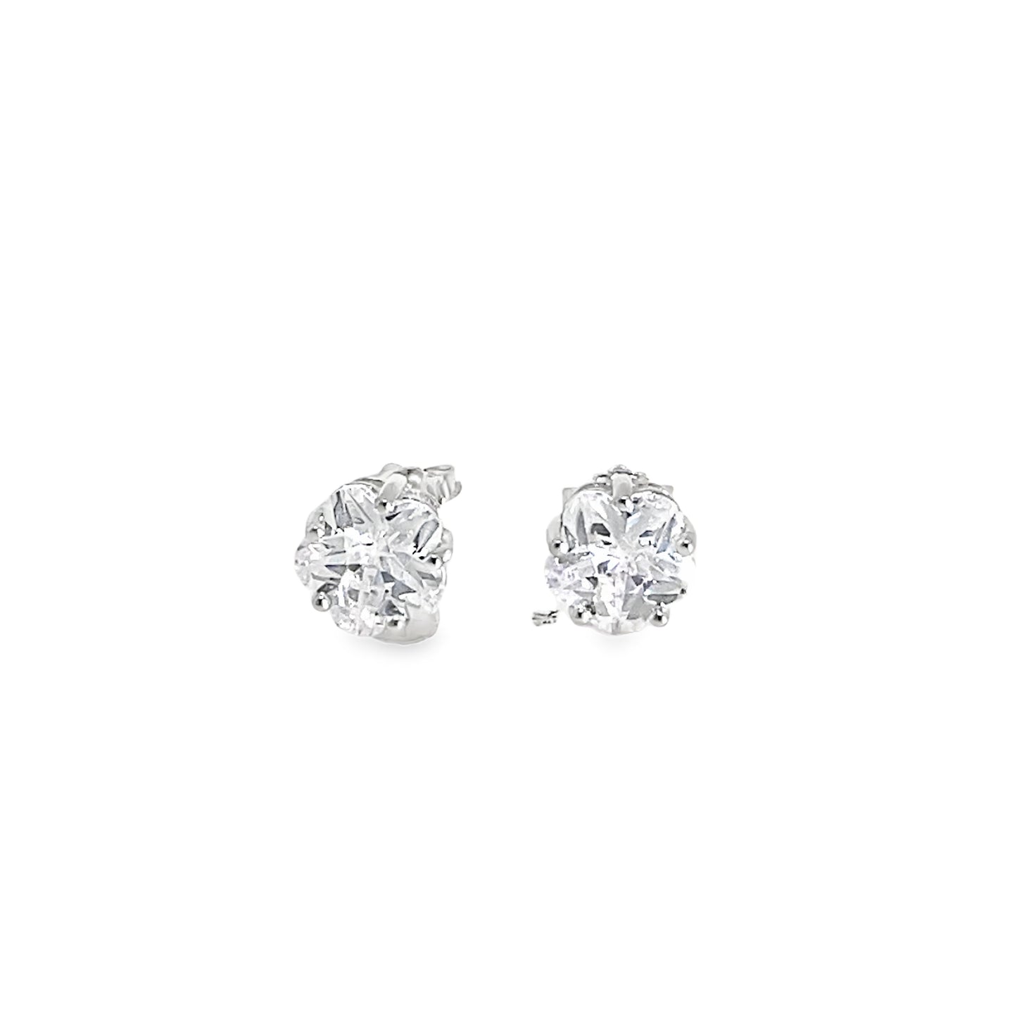 Sterling Silver 7mm Flower CZ Earrings