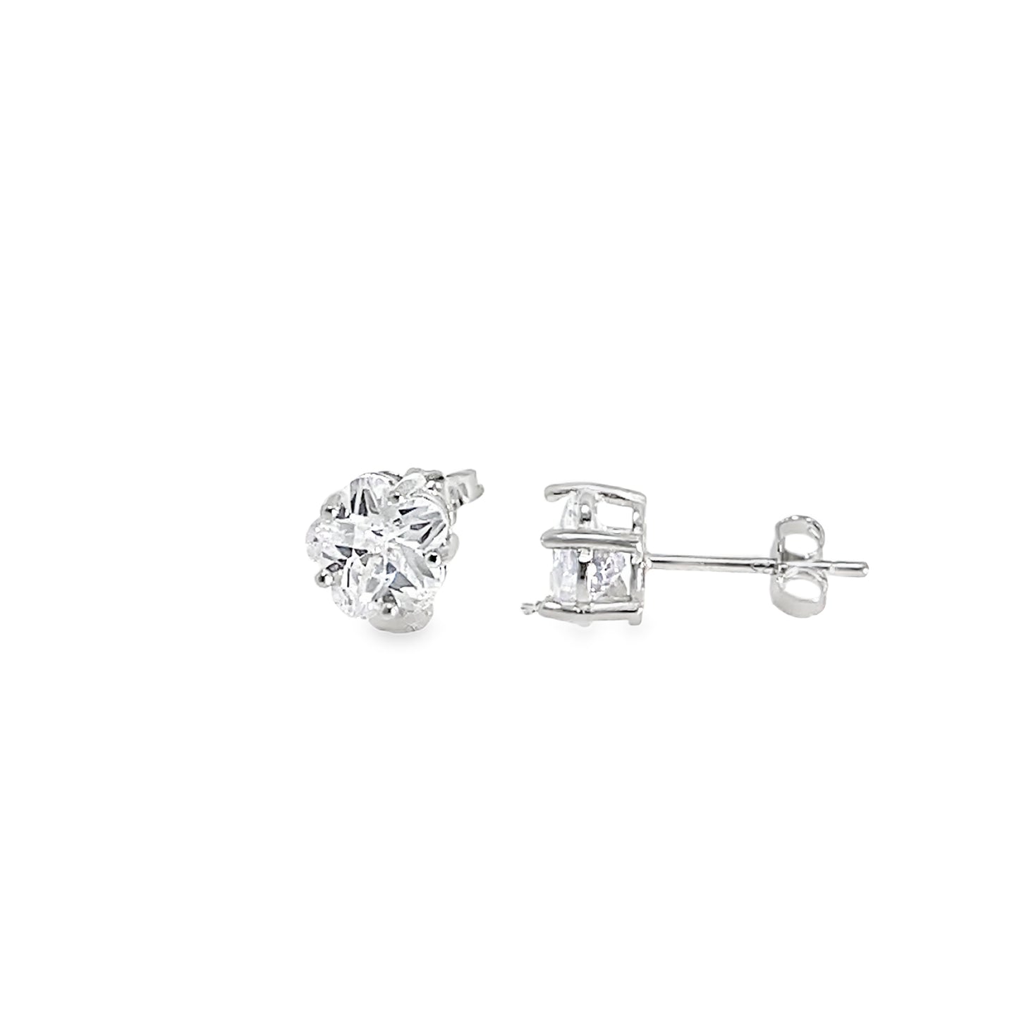 Sterling Silver 7mm Flower CZ Earrings