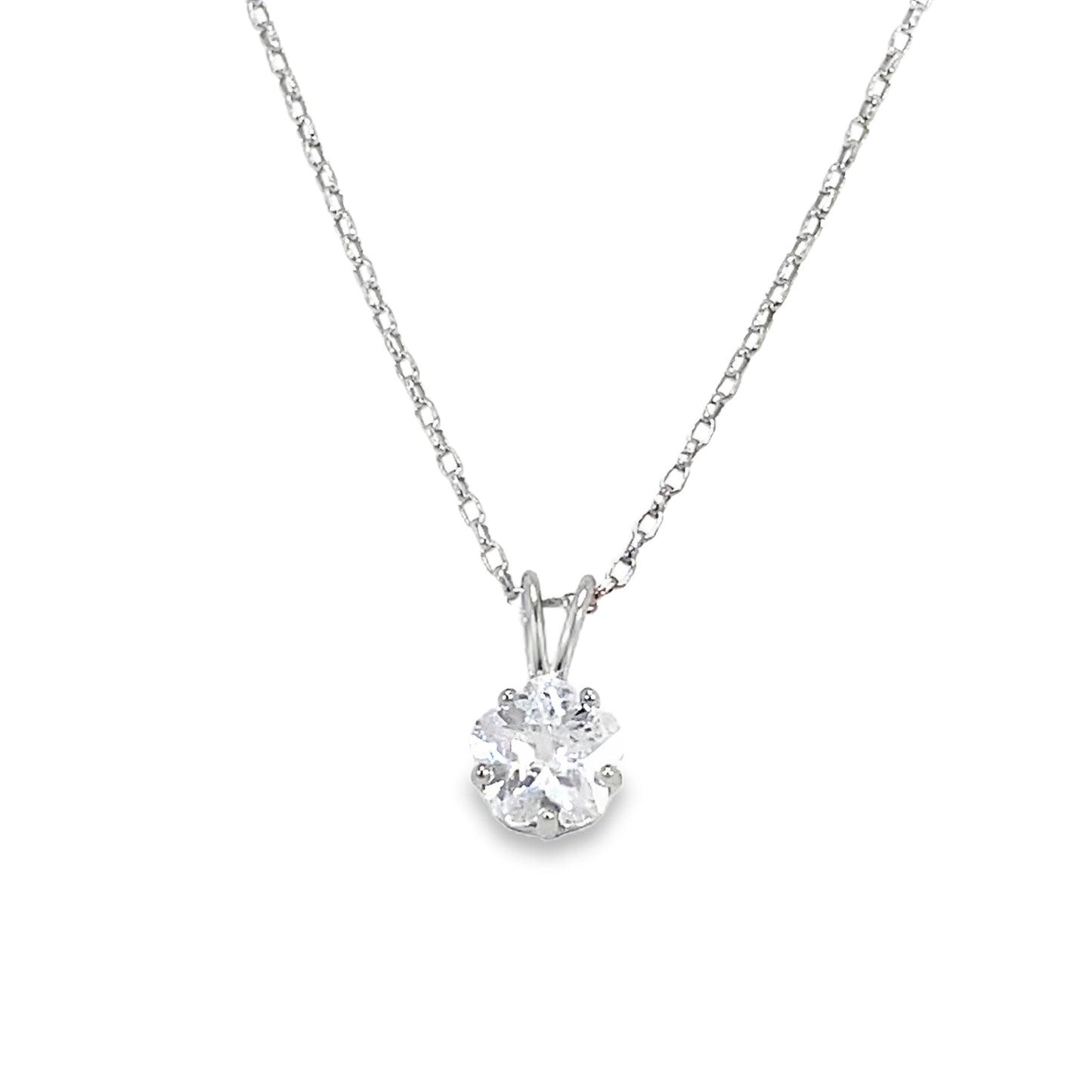 Sterling Silver 6mm Flower CZ Pendant