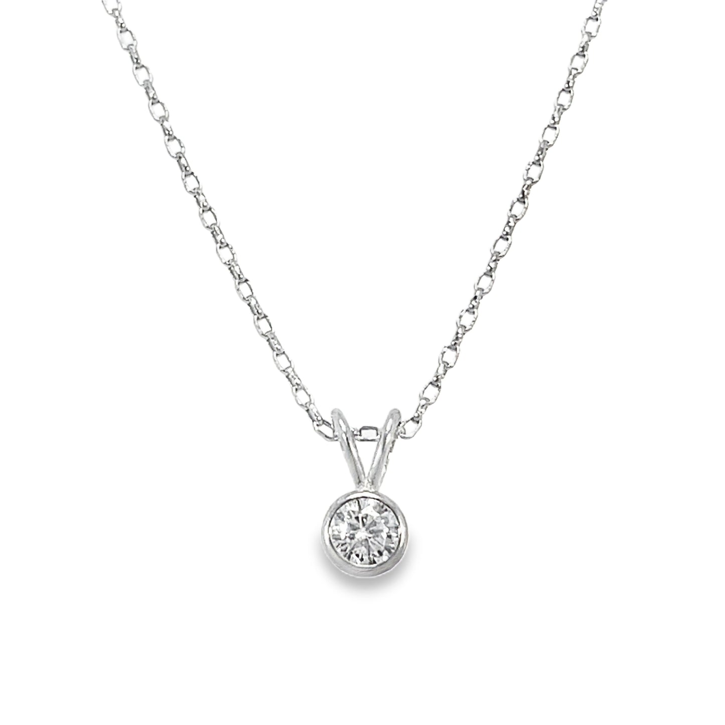 Sterling Silver Rubover Set Round 4mm CZ Pendant