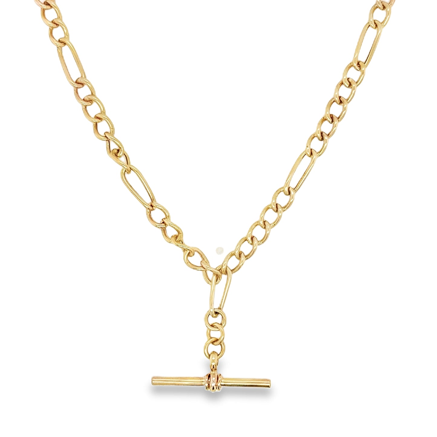 9ct Yellow Gold Figaro T-Bar Necklet