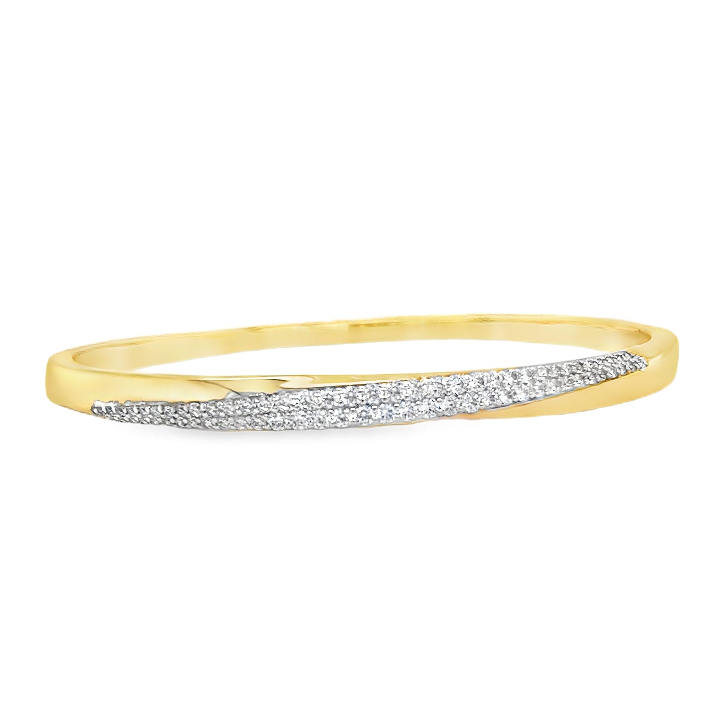 Brass 18ct Gold Plated Crossover Double Row CZ Bangle