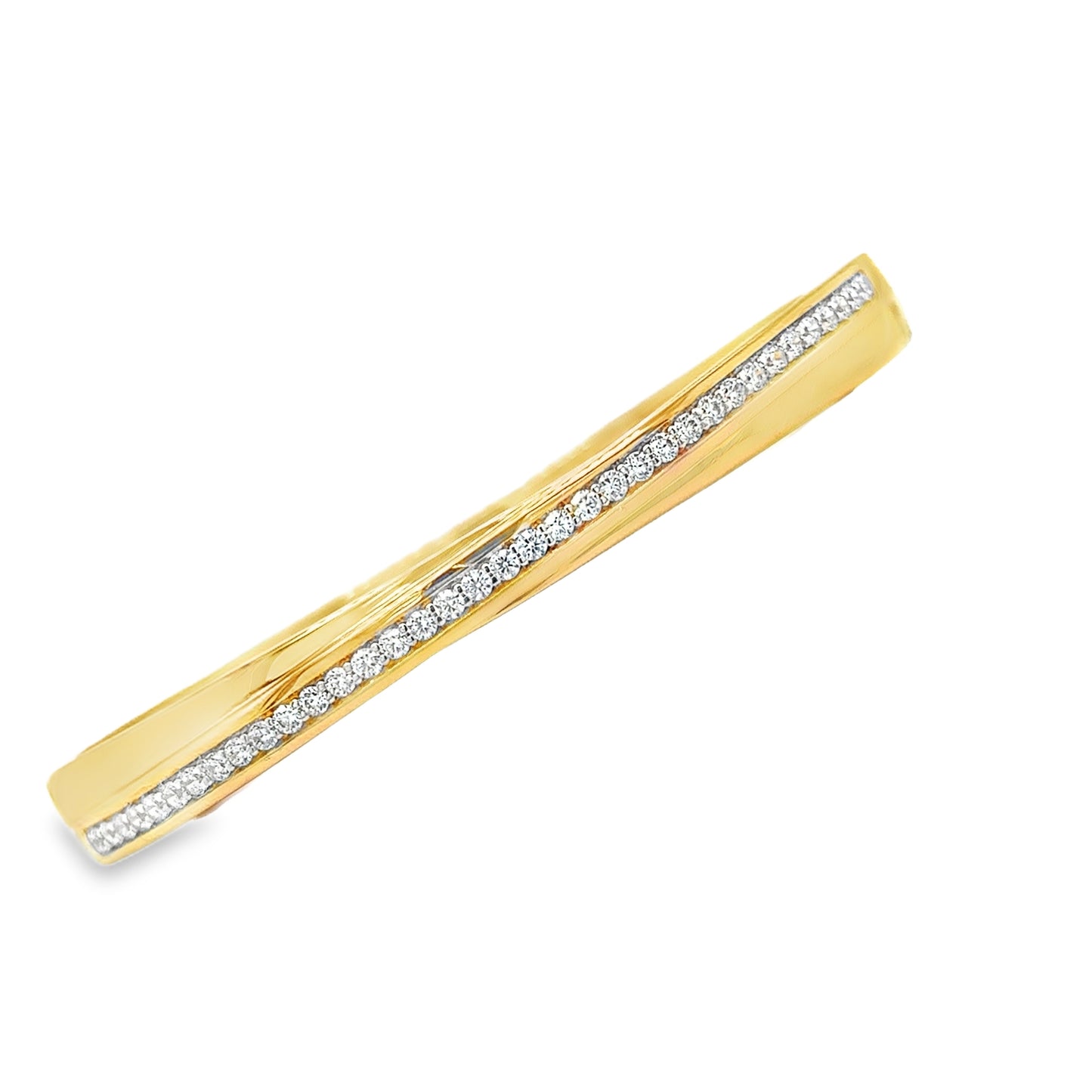 Brass 18ct Gold Plated Channel Set CZ Crossover Bangle