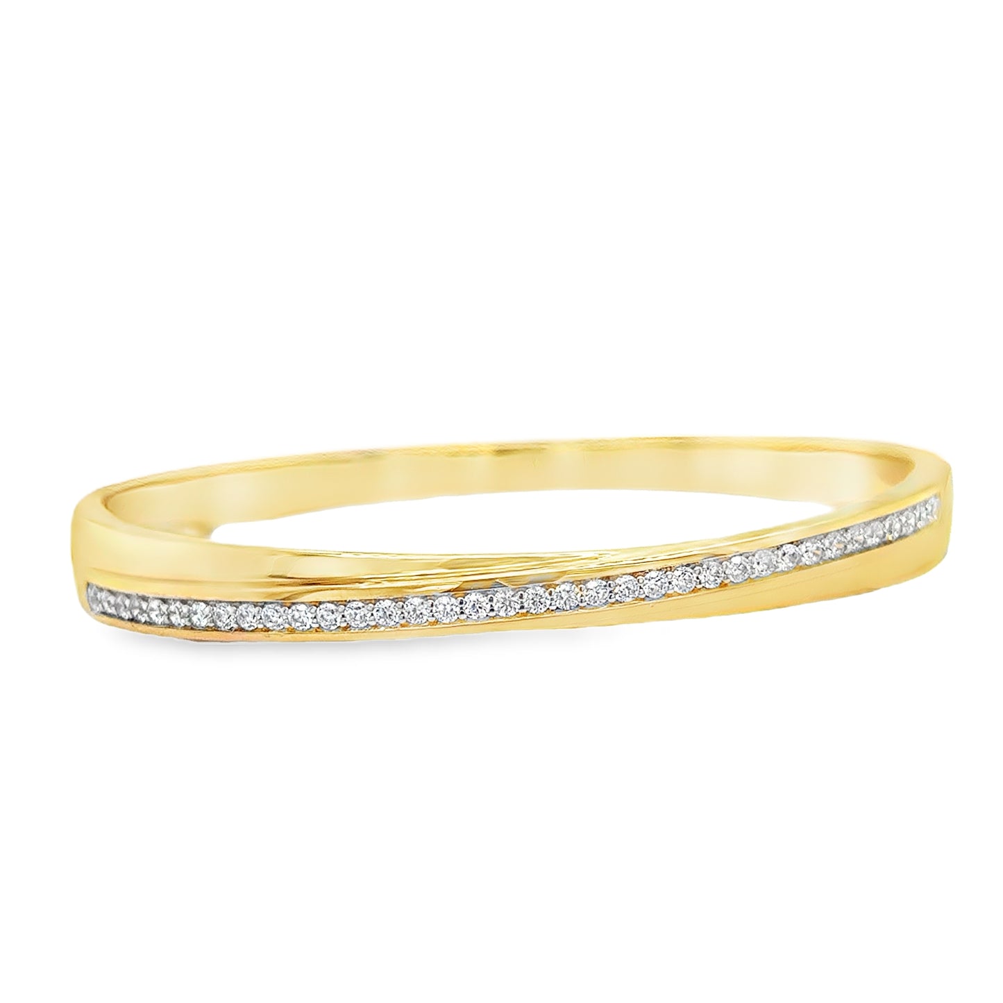 Brass 18ct Gold Plated Channel Set CZ Crossover Bangle