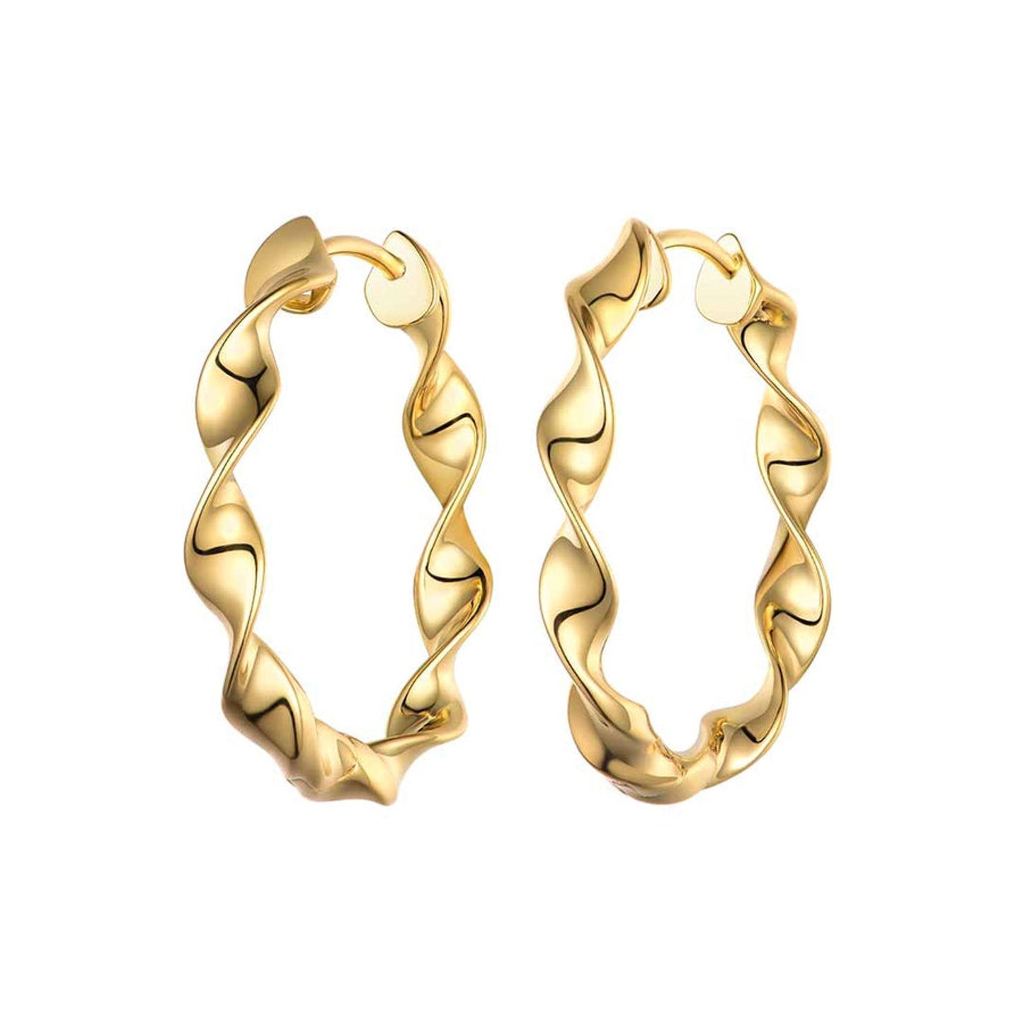 Sterling Silver Gold Plated Twist Hoop Earrings 25mm