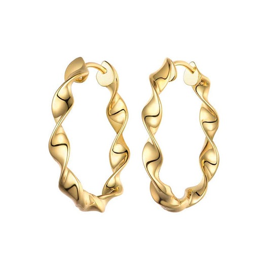Sterling Silver Gold Plated Twist Hoop Earrings 25mm