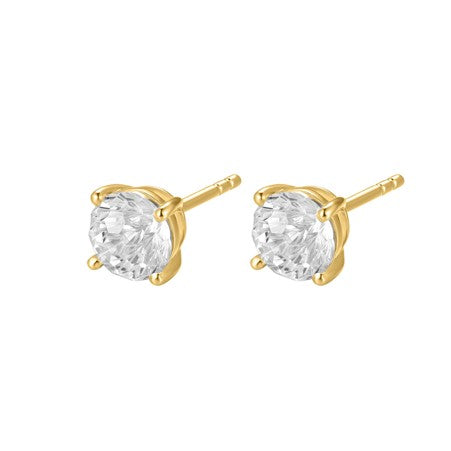 Sterling Silver 7mm Four Claw Round CZ Solitaire Earrings