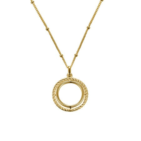 Sterling Silver Gold Plated Polished and Woven Double Circle Necklet