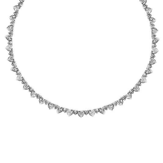 Sterling Silver CZ Heart Tennis Necklet