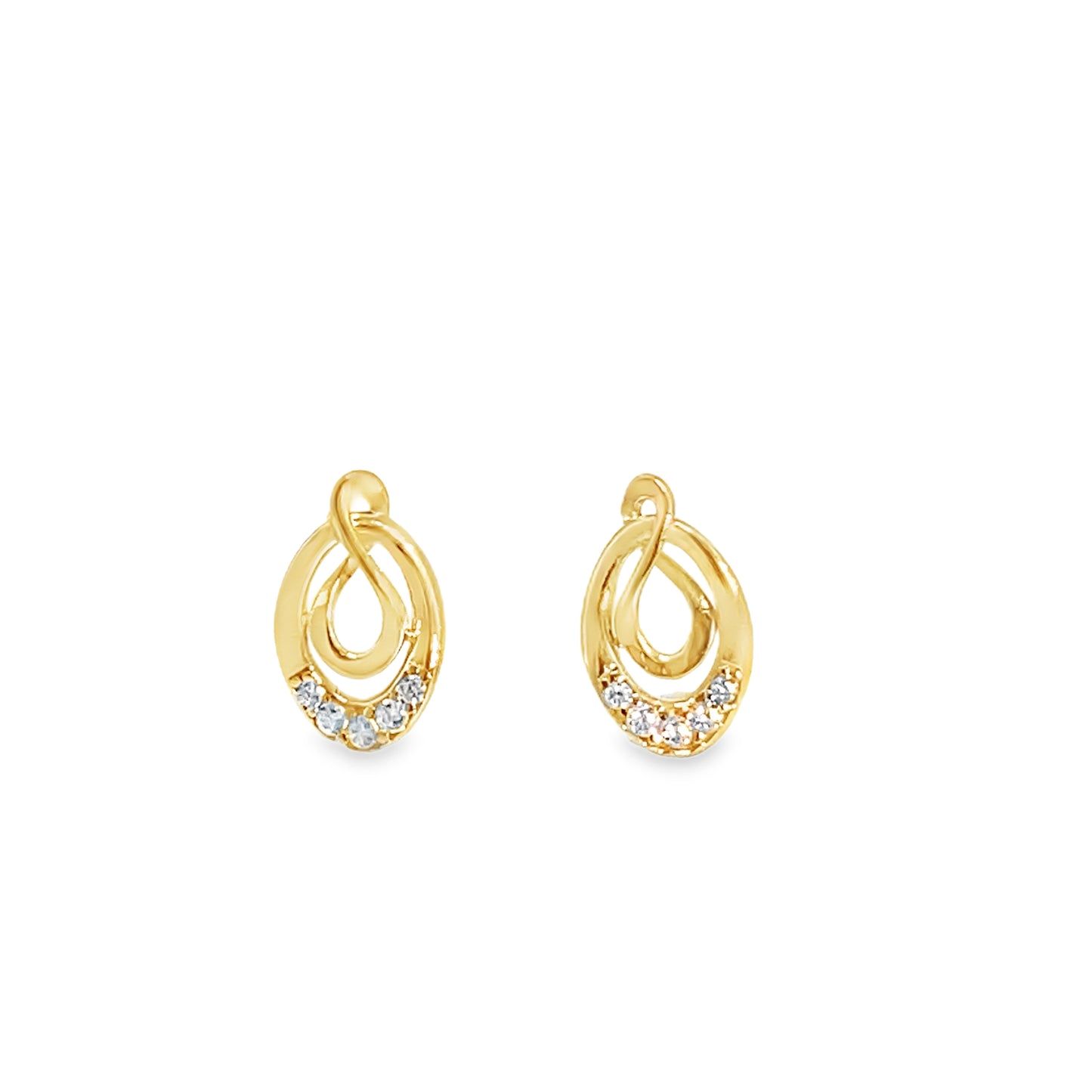 9ct CZ Open Oval Infinity Stud Earrings
