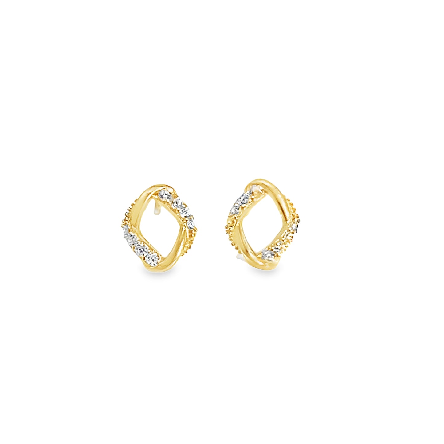 9ct CZ Open Oval Stud Earrings
