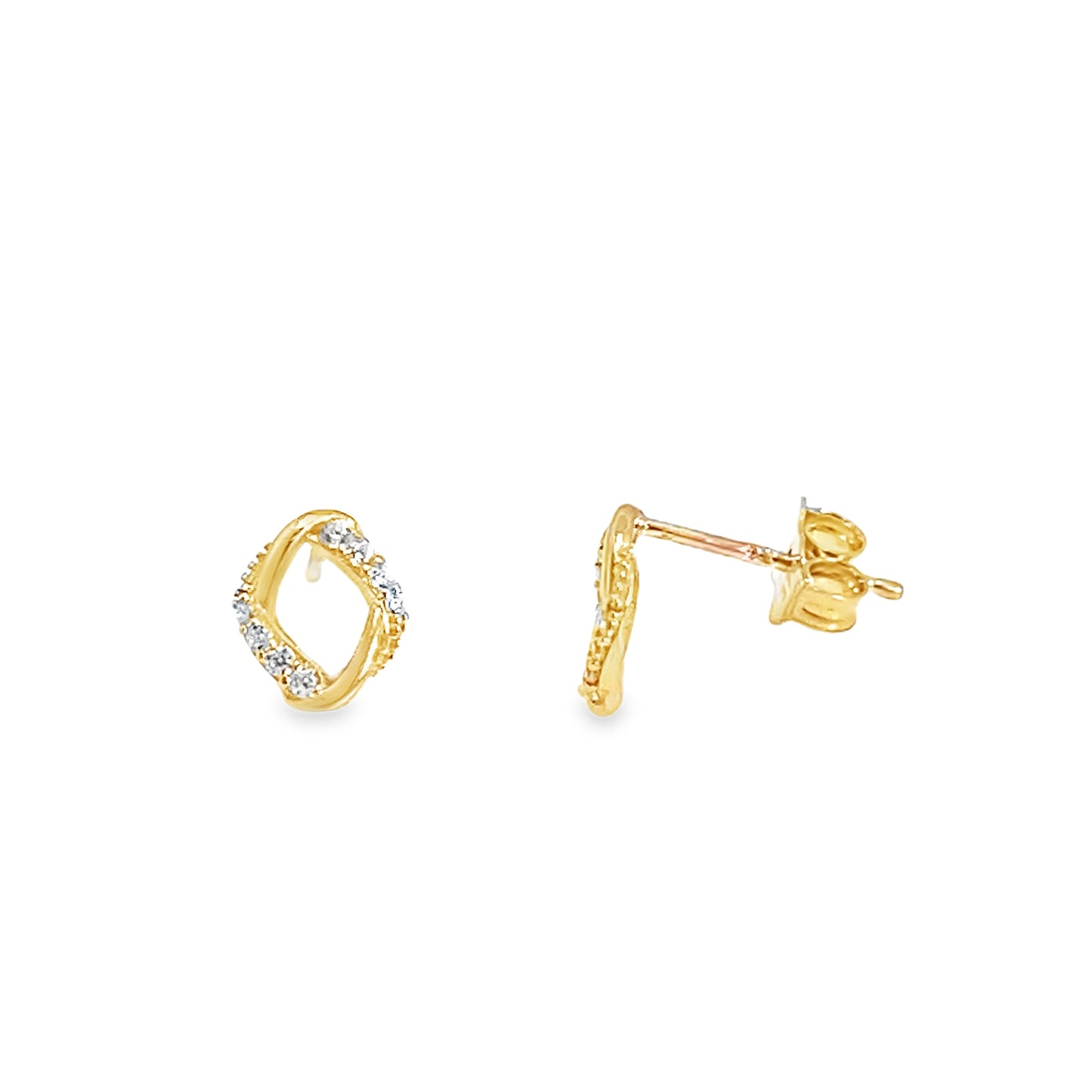 9ct CZ Open Oval Stud Earrings