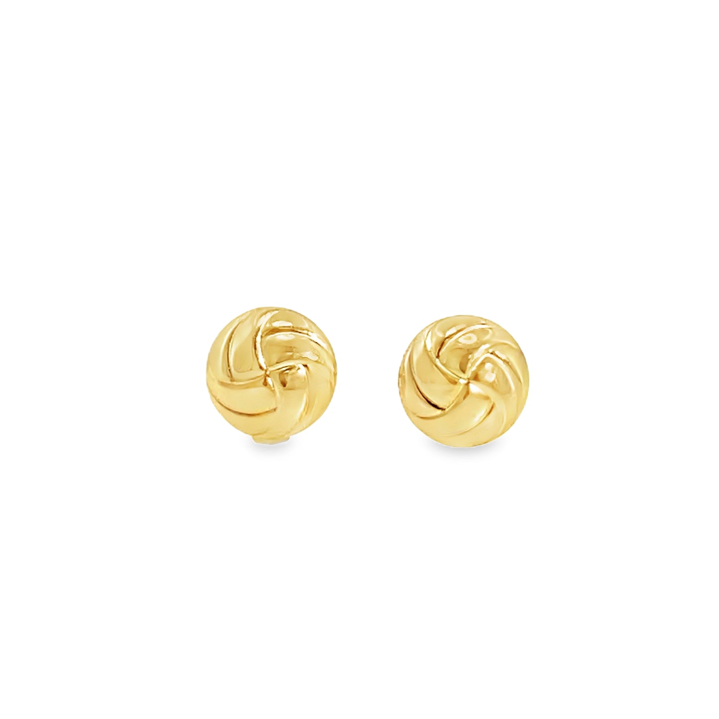 9ct Yellow Gold 9mm Woven Button Stud Earrings
