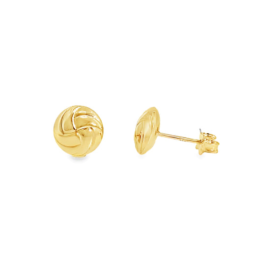 9ct Yellow Gold 9mm Woven Button Stud Earrings